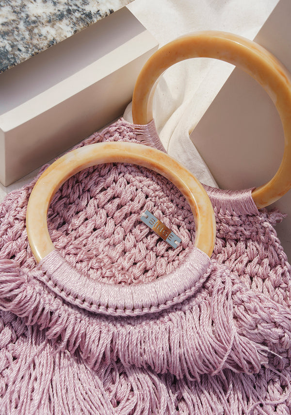 Sac à main "Maya" - Rose - Ses anses de couleur marbrée sont la touche qui lui confère toute sa sophistication - Entièrement fait à la main - Fait au Mexique